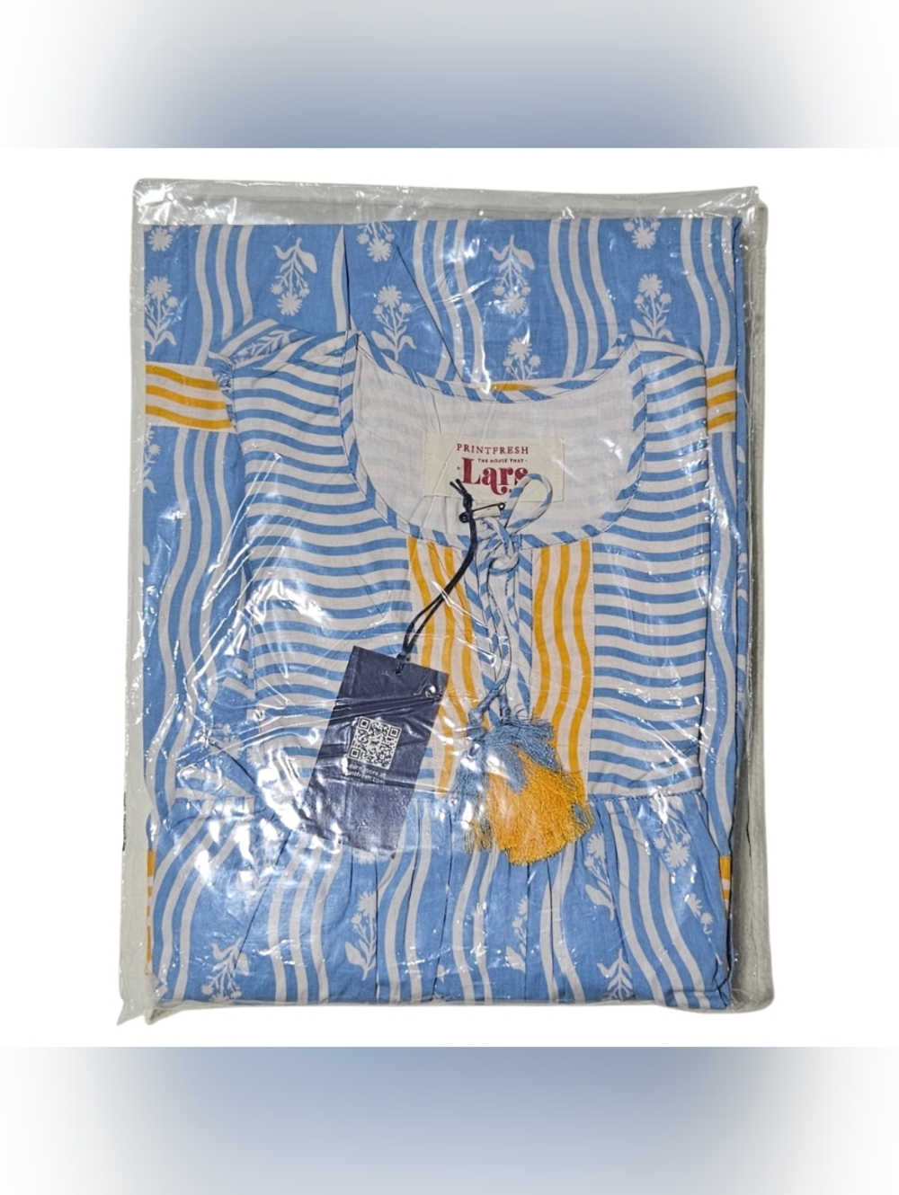 Printfresh × Lars Midi Dress Small Flower Charmer Trimmed & Pruned Soft Denim